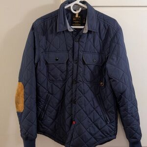 Men's Quilted Navy Jacket with Suede Accents